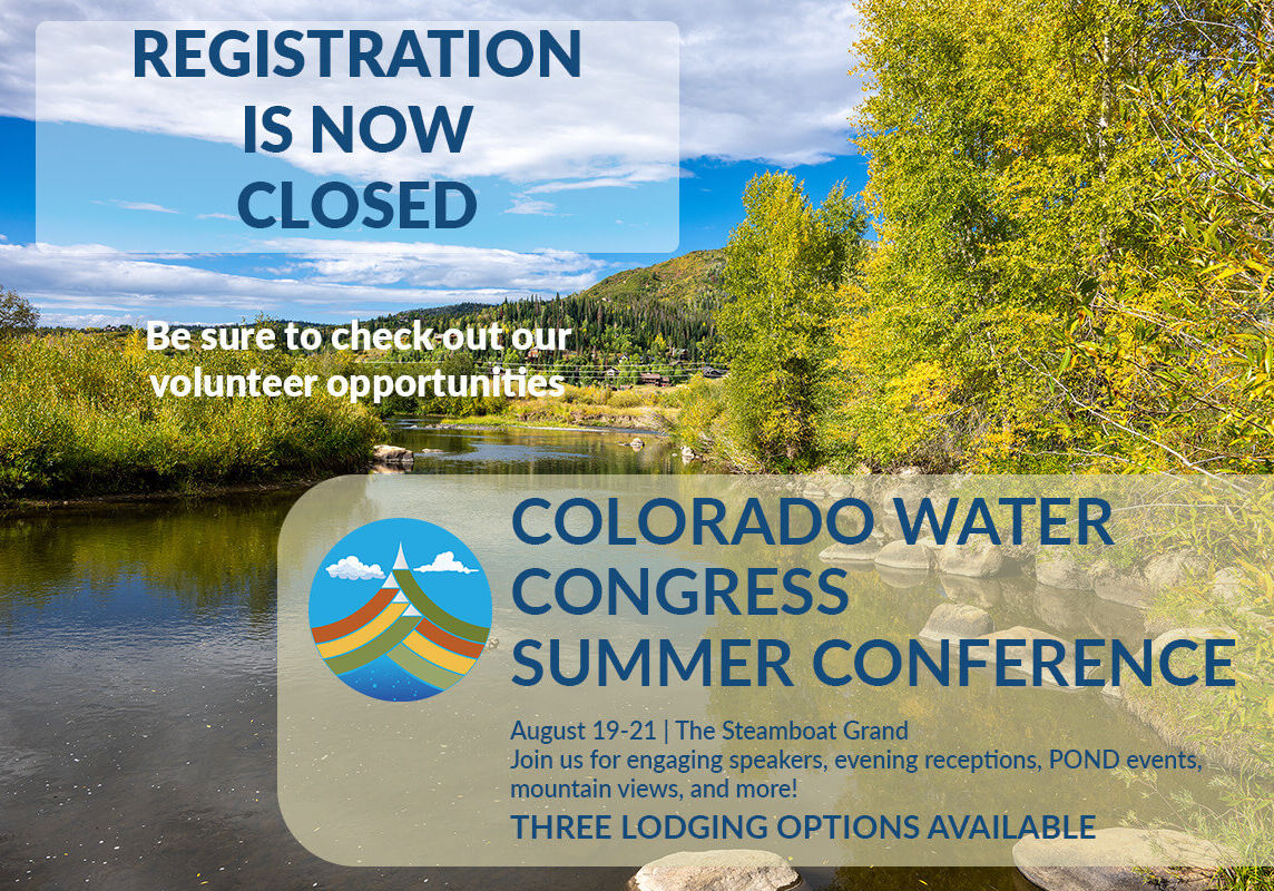 CWC Summer Conference registration closed details on picture of water and trees with blue sky